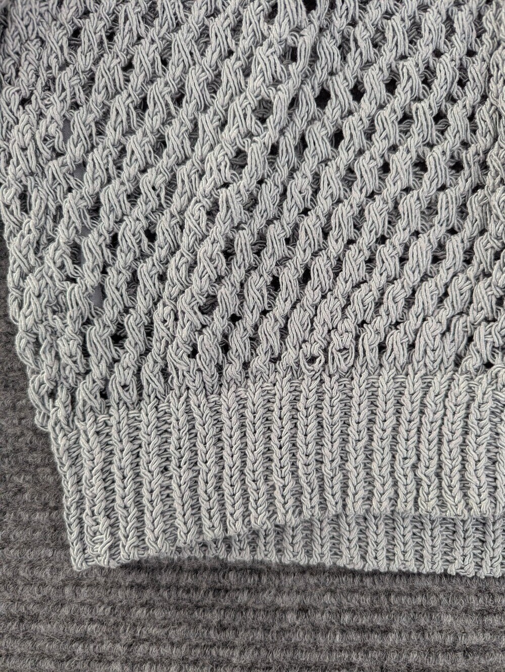 Theory Merletto Mesh Cardigan Ice Blue Gray Blue Open Knit Cropped Small Beach - Picture 3 of 11